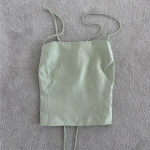 Zara Mint Green Spaghetti Strap Top With Tie Back Size M